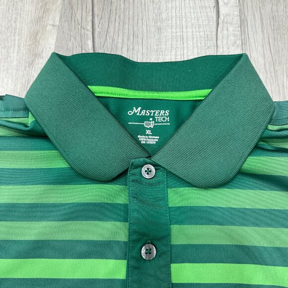 Masters Tech Golf Polo Men XL Green and White Striped Performance Shirt - Picture 3 of 8